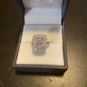 Double halo emerald cut ring. New, no tags